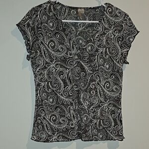 Susan Lawrence Black Fitted Cap Sleeve Blouse
